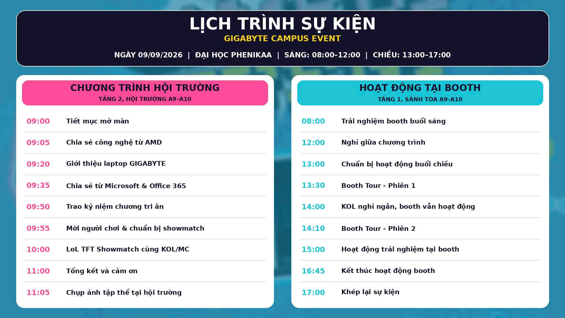 Lịch trình sự kiện LÀM CHỦ AI, VỮNG BƯỚC TƯƠNG LAI